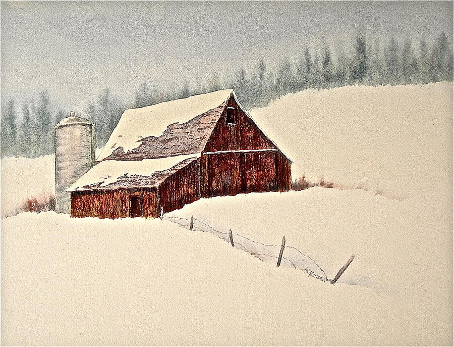 Winter Painting - Nestled in White by Carolyn Rosenberger
