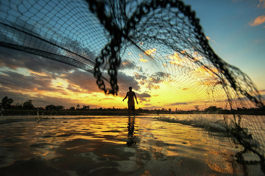 Net Fishing Photograph by Sarawut