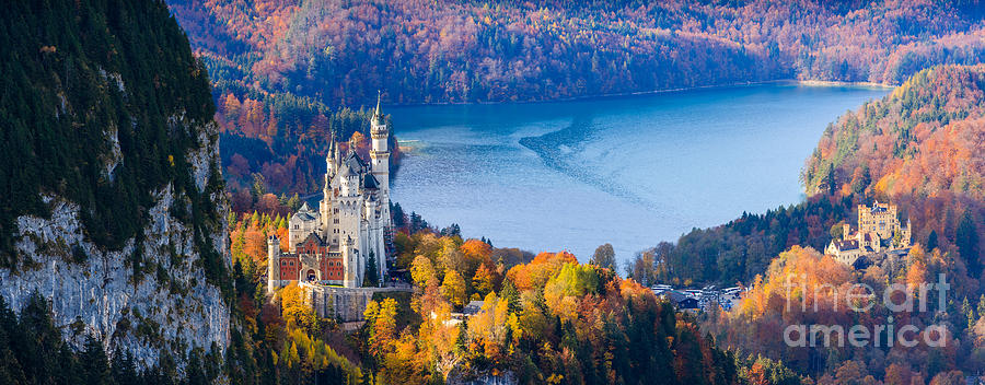 Neuschwanstein And Hohenschwangau Castle In Autumn Colours Photograph
