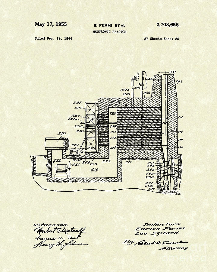 Neutronic Reactor 1955 Patent Art Drawing by Prior Art Design