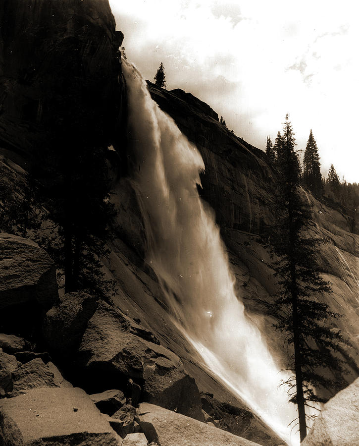 Yosemite National Park Drawing - Nevada Fall, Jackson, William Henry, 1843-1942, Waterfalls by Litz Collection