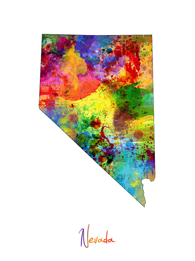 Nevada Map Digital Art by Michael Tompsett