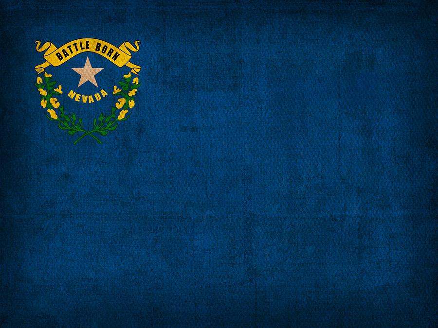 Nevada State Flag Art on Worn Canvas Mixed Media by Design Turnpike