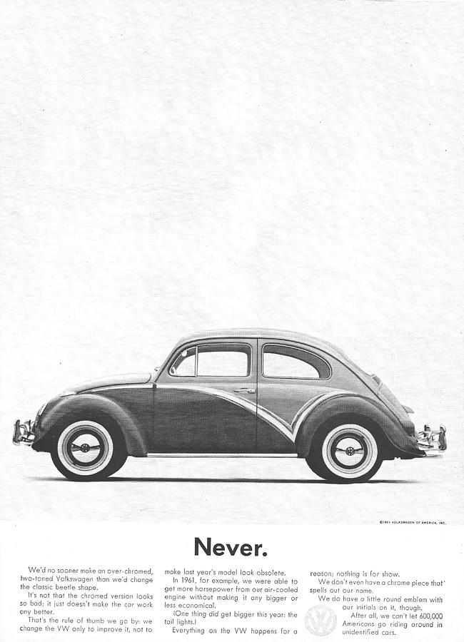 Never - VW Beetle Advert 1962 Digital Art by Georgia Clare