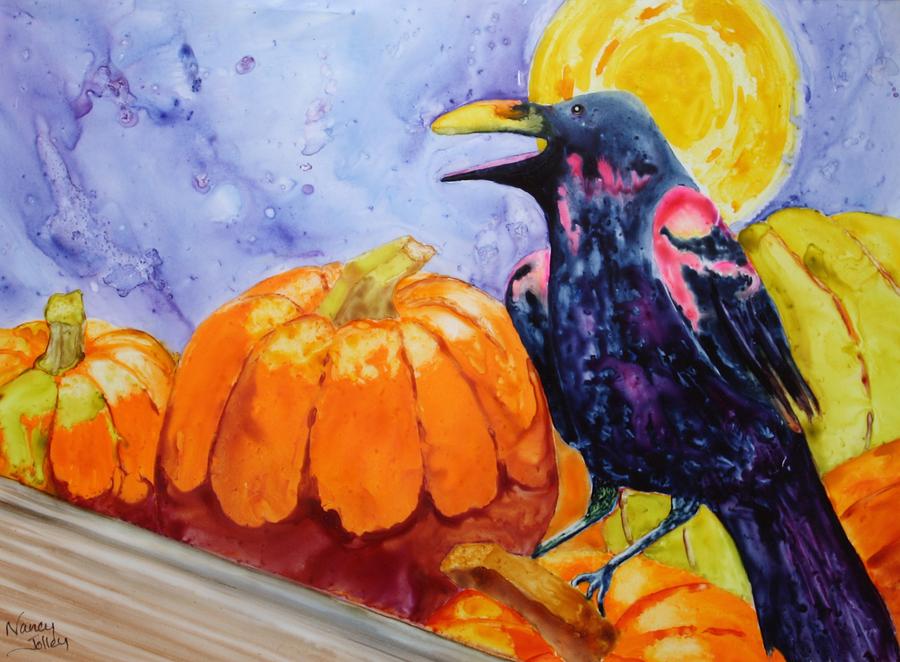 Raven Painting - Nevermore by Nancy Jolley