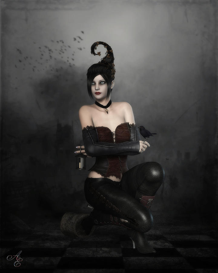 Raven Digital Art - Nevermore by Raina Hopkins