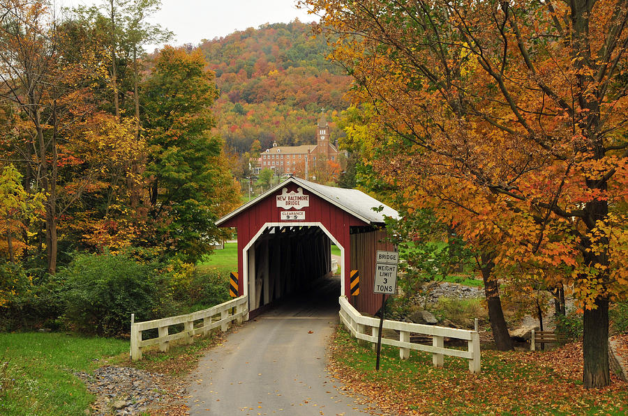 Fall Photograph - New Baltimore Covered Bridge by Dan Myers