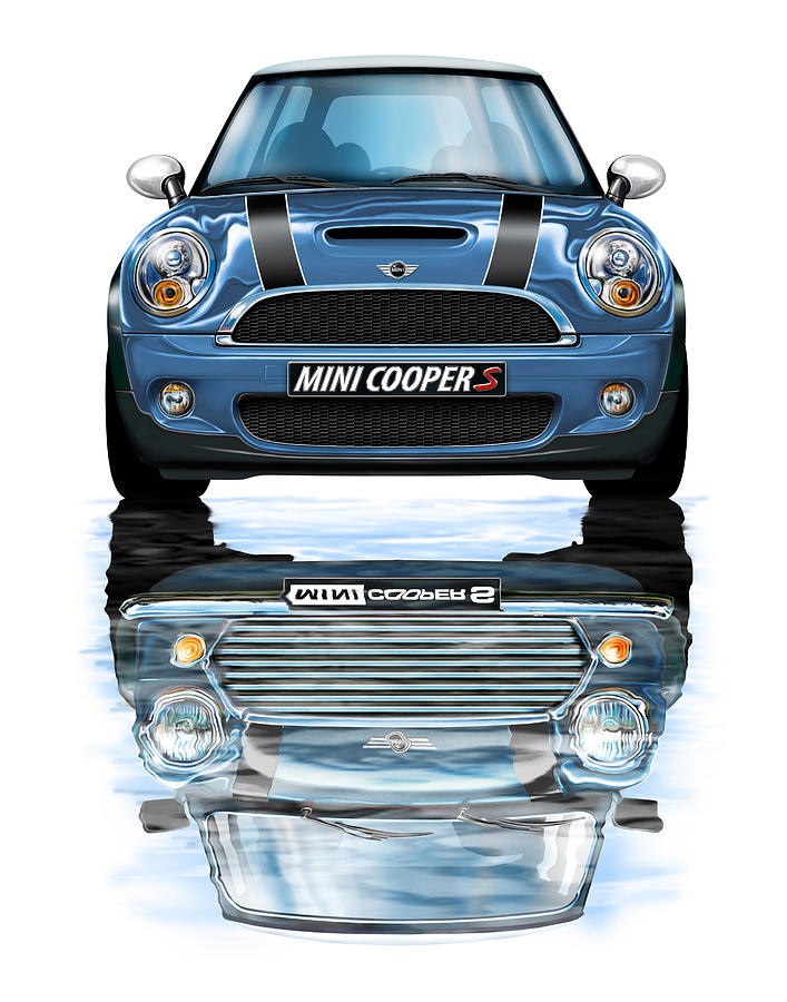 Bmw Digital Art - New BMW Mini Cooper S Blue by David Kyte