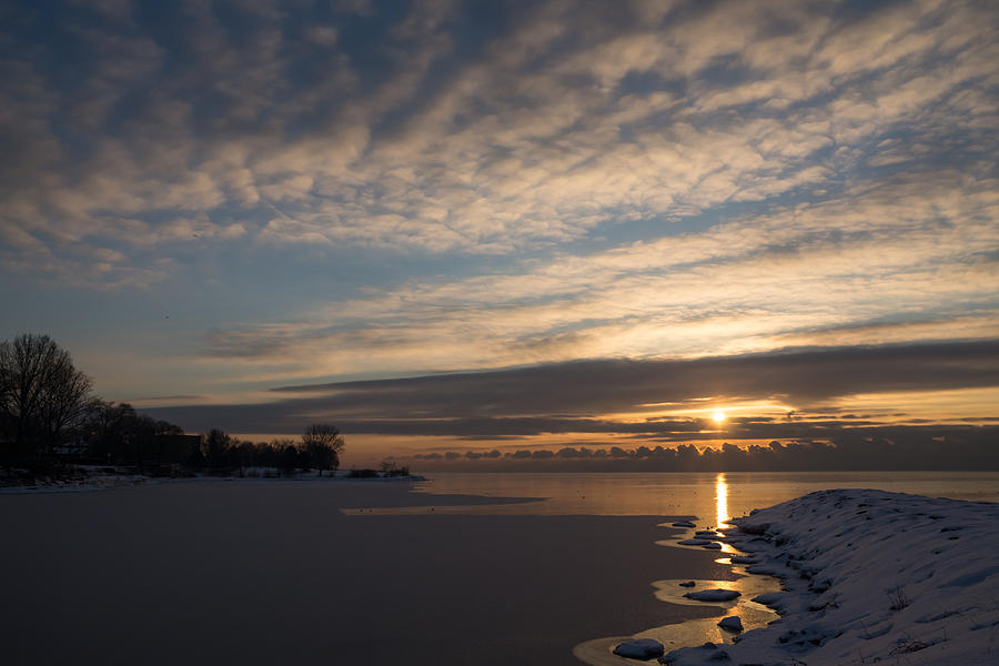 New Day on Ice - Sunrise on Lake Ontario  Photograph by Georgia Mizuleva