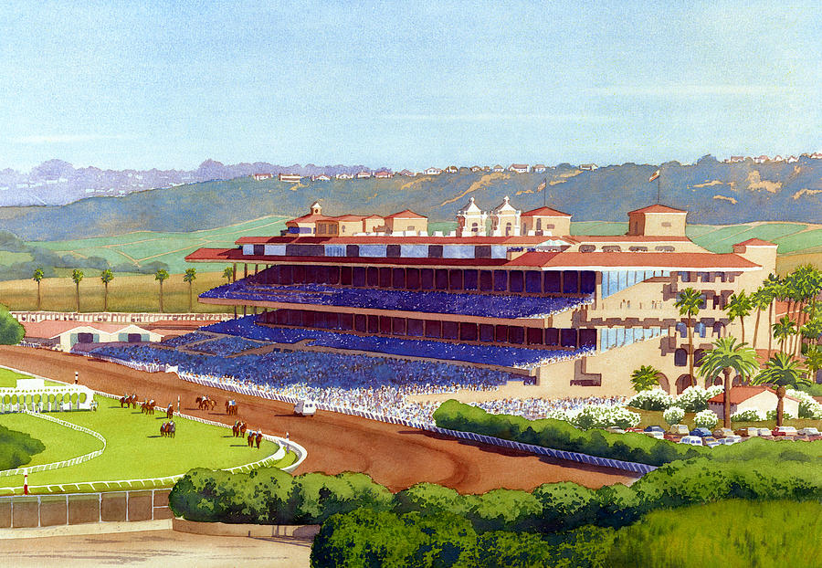 New Del Mar Racetrack Painting by Mary Helmreich