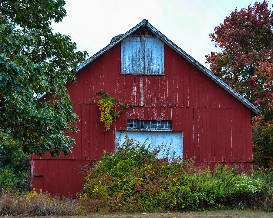 Fall Photograph - New England Barn by Karen Regan
