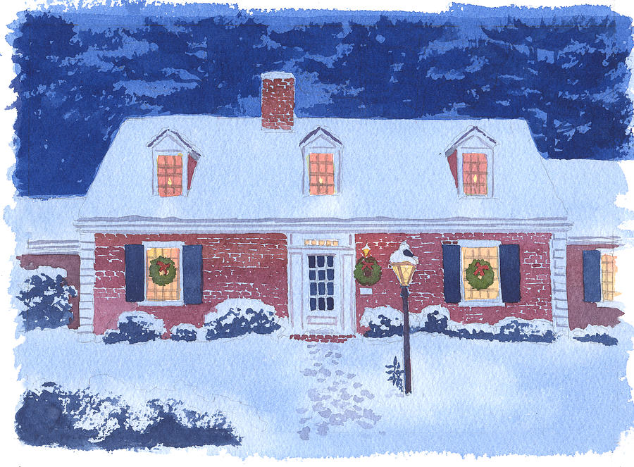 New England Christmas Painting by Mary Helmreich
