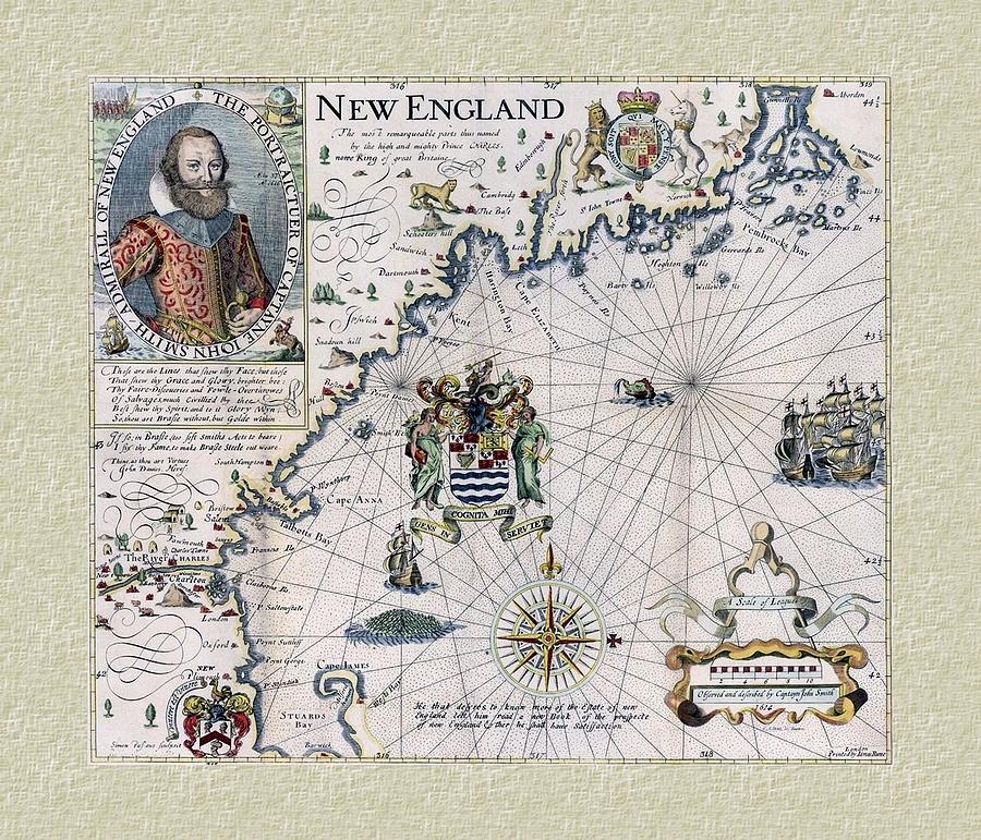 New England Map 1616 Digital Art by Maciek Froncisz