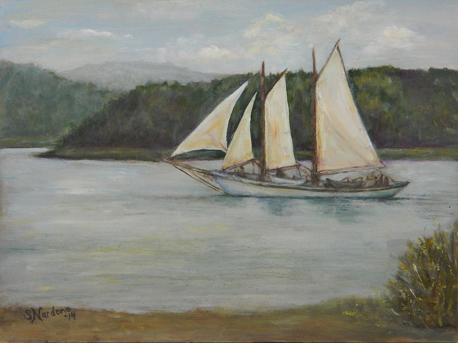 New England Schooner Painting by Sandra Nardone