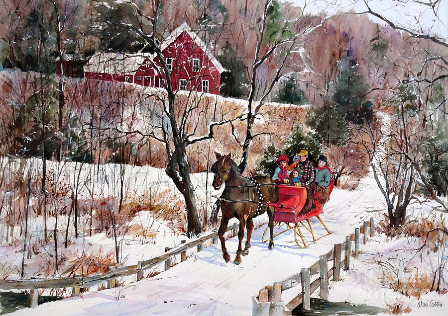 New England Sleighride Painting by Sherri Crabtree