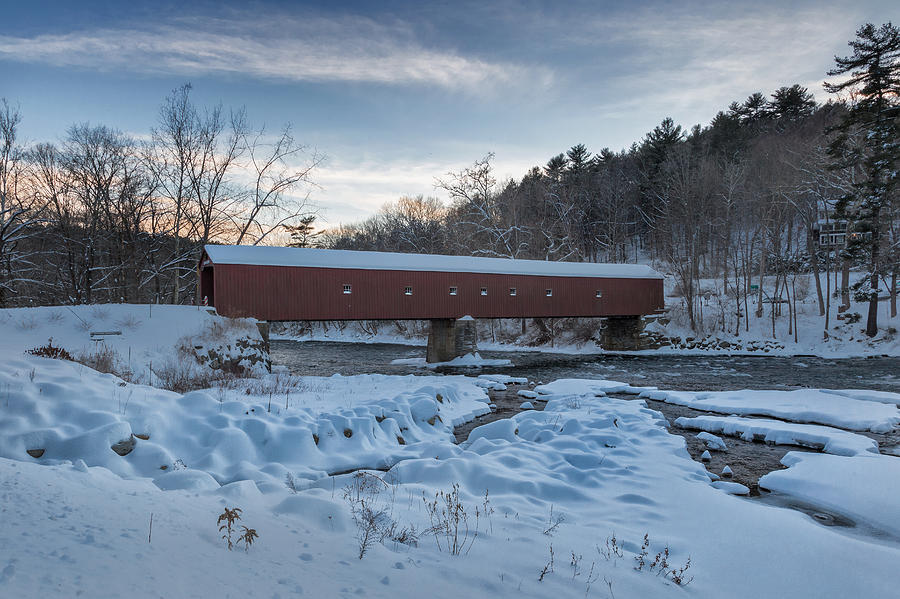 New England Winter Covered Bridge Photograph by Bill Wakeley