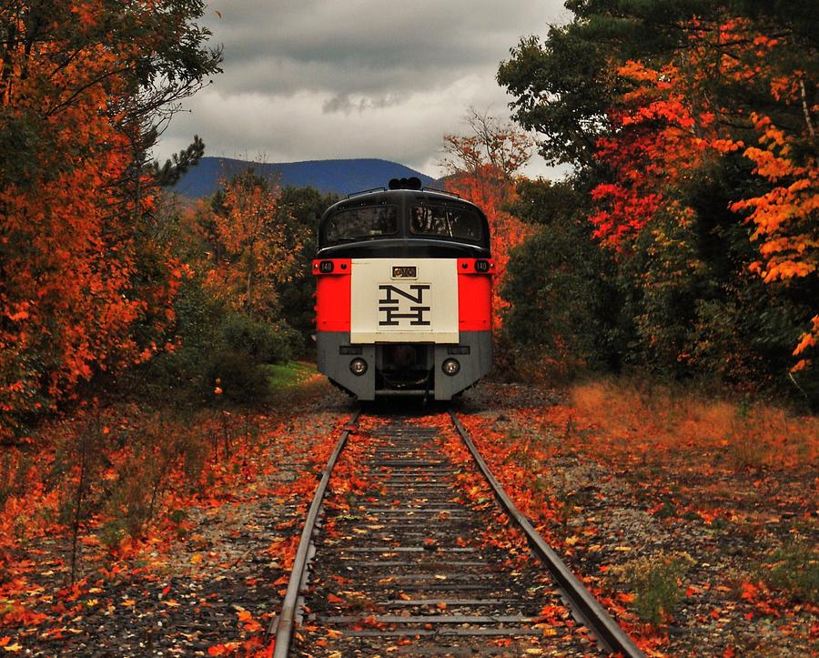 New Hampshire Autumn Train Photograph by Benjamin Yeager