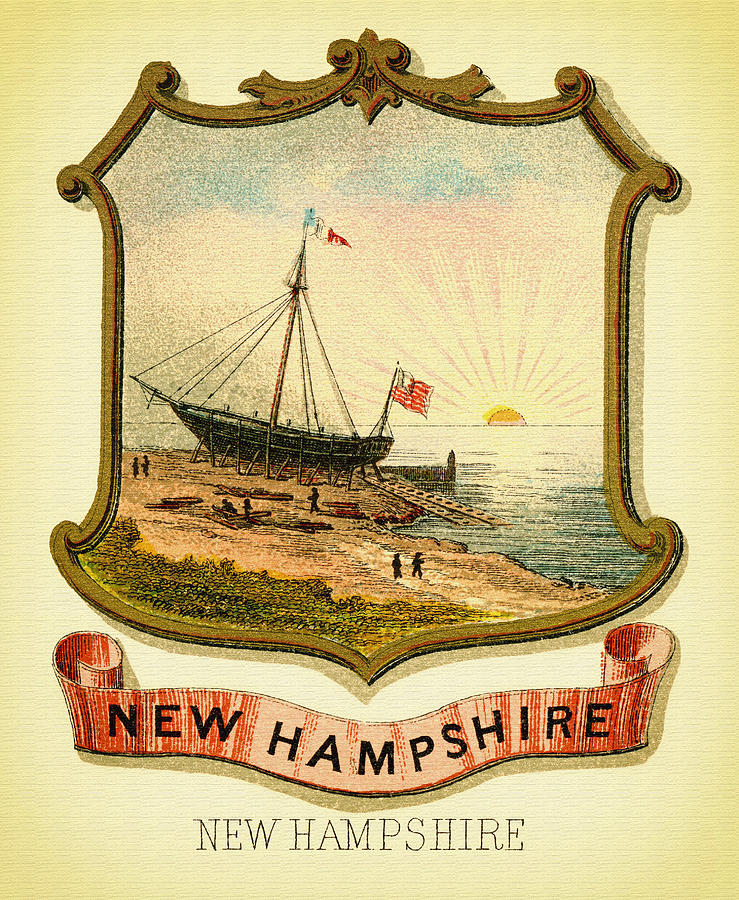 Vintage Photograph - New Hampshire Coat of Arms - 1876 by Mountain Dreams