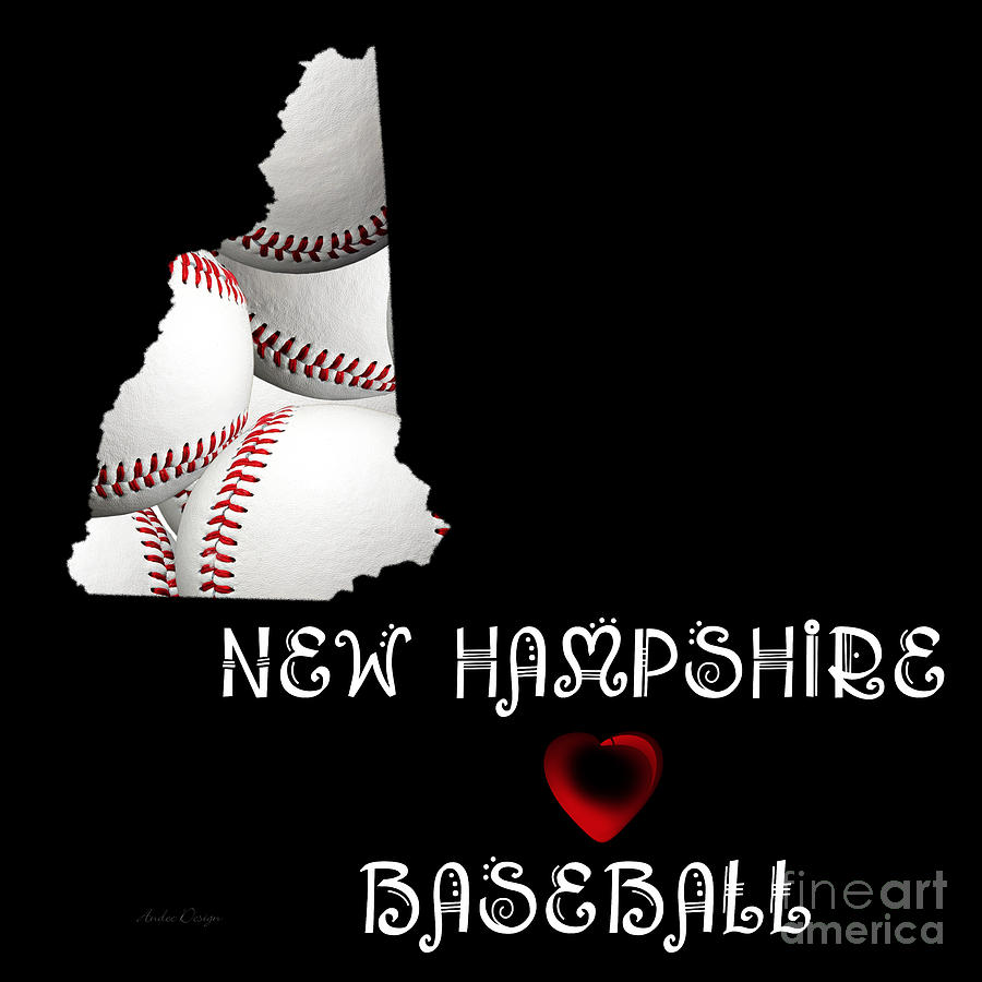 New Hampshire Loves Baseball Digital Art by Andee Design