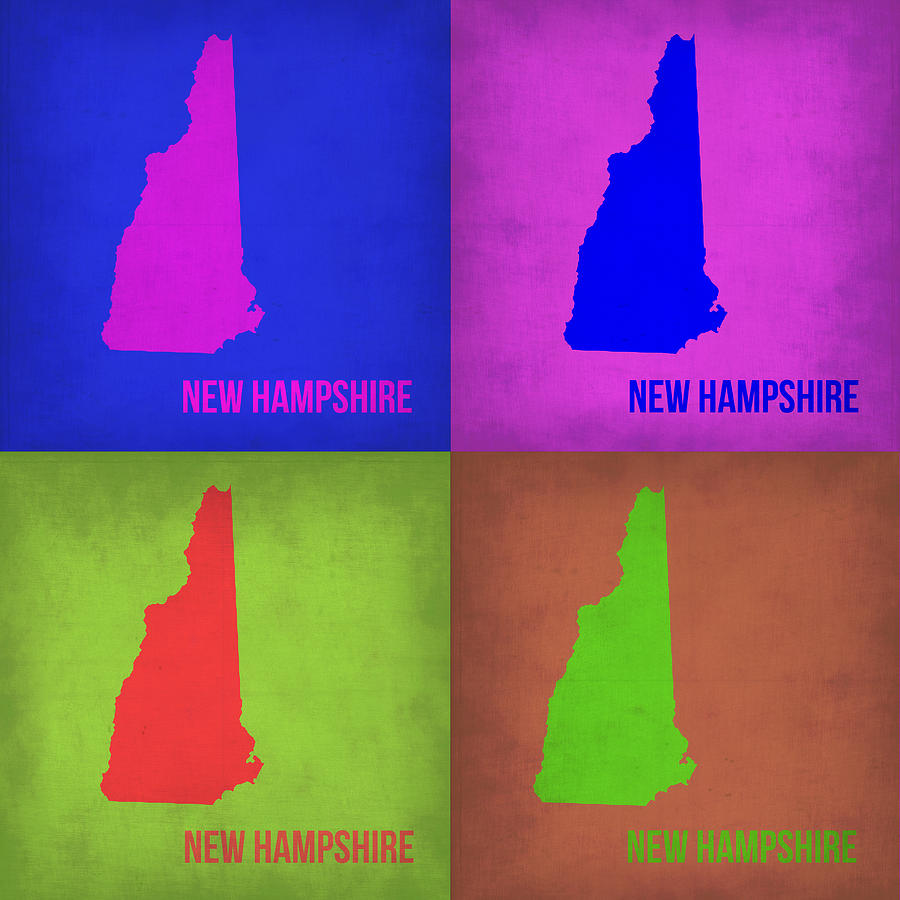 New Hampshire Map Painting - New Hampshire Pop Art Map 1 by Naxart Studio
