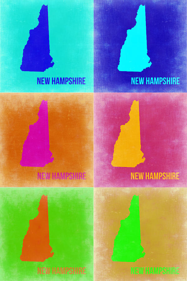 New Hampshire Map Painting - New Hampshire Pop Art Map 2 by Naxart Studio