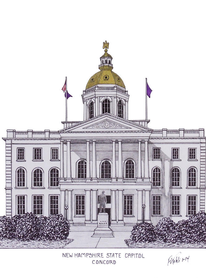New Hampshire State Capitol Drawing by Frederic Kohli