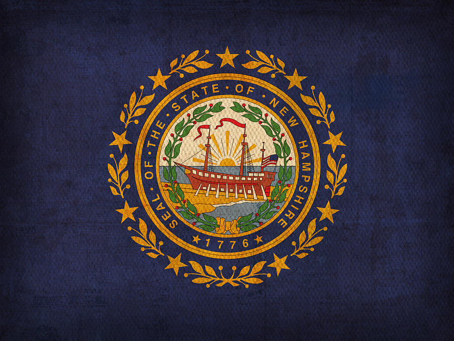 New Hampshire State Flag Art on Worn Canvas Mixed Media by Design Turnpike