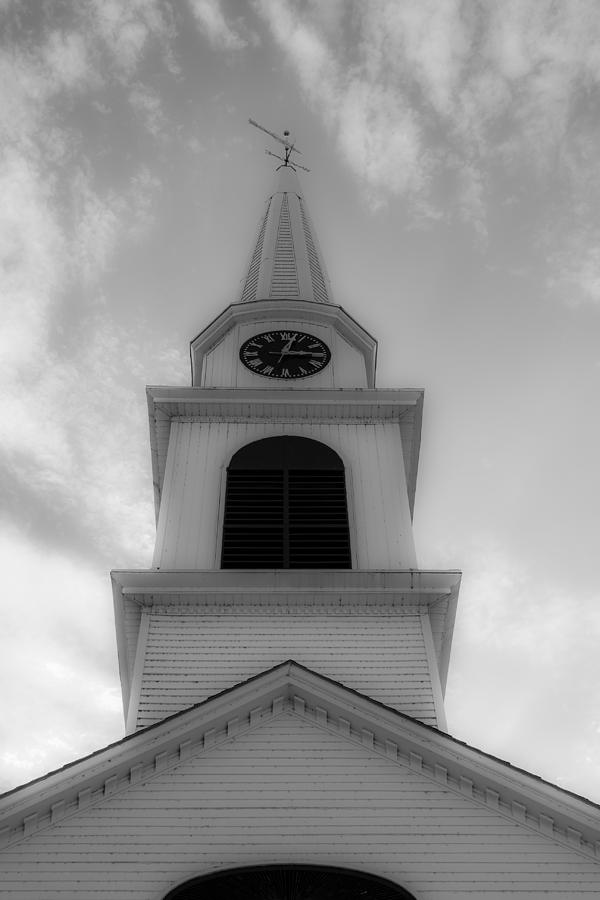 New Hampshire Steeple Dreamy View Black and White Photograph by Karen Stephenson