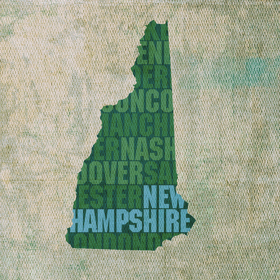 New Hampshire Word Art State Map on Canvas Mixed Media by Design Turnpike