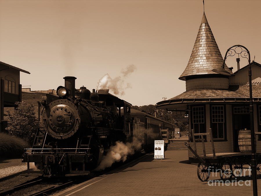 New Hope Train Station - Sepia Photograph by Jacqueline M Lewis