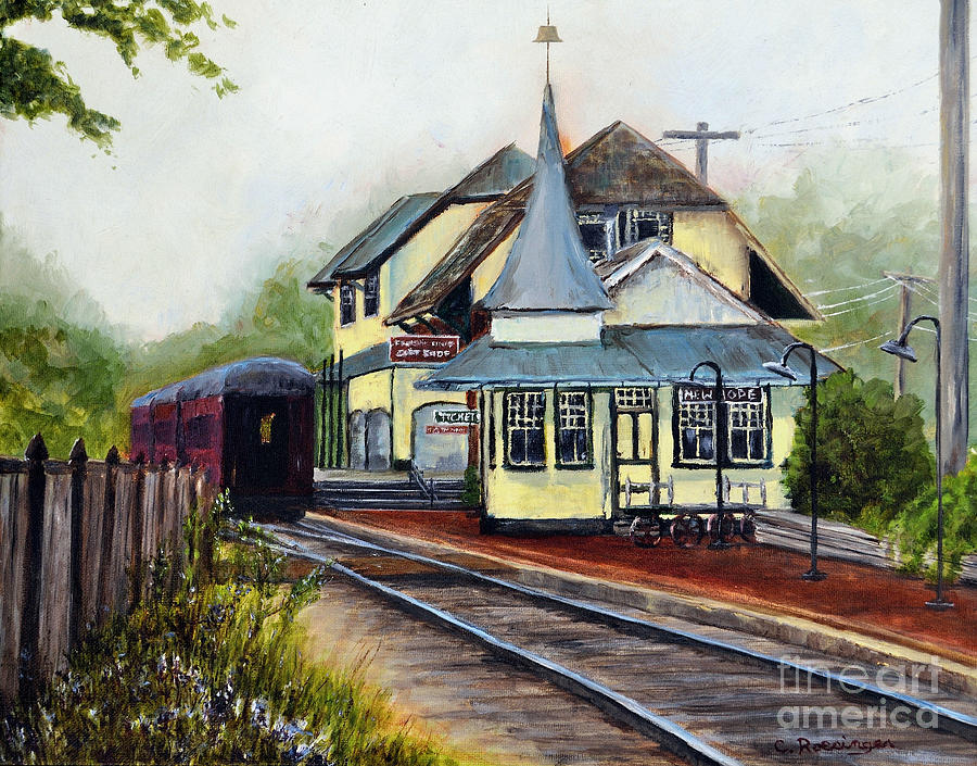 New Hope Train Station Painting by Cindy Roesinger