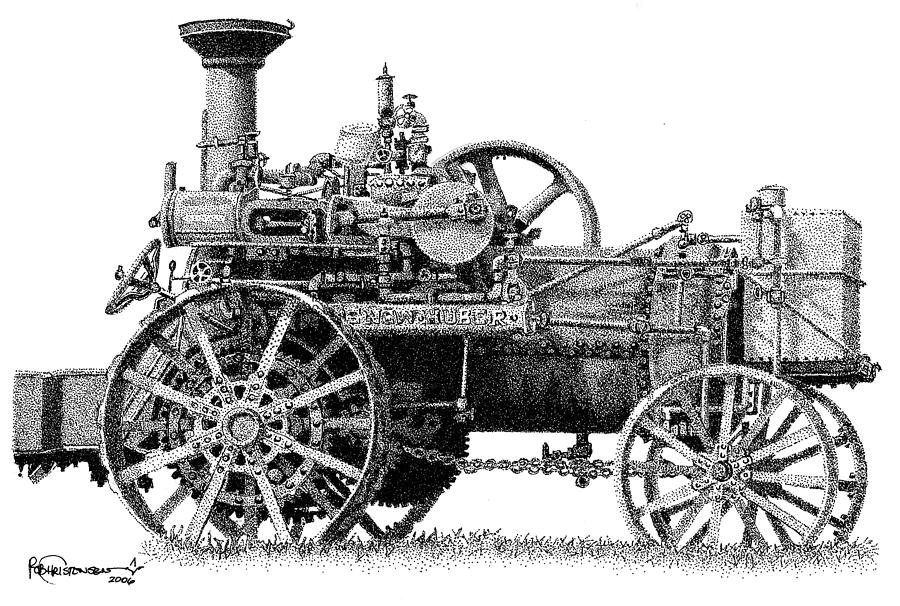 Tractor Drawing - New Huber by Rob Christensen