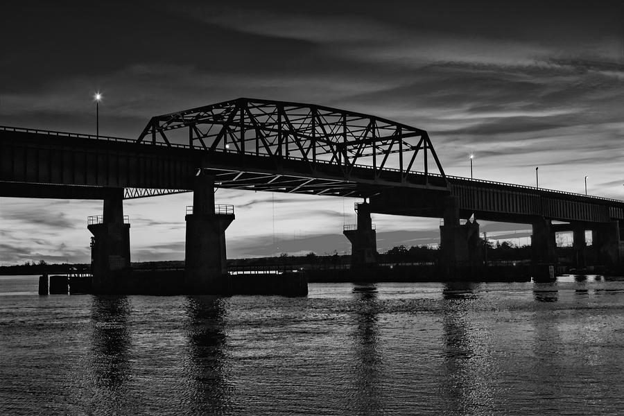New Jersey Meadowlands Sunset BW Photograph by Susan Candelario