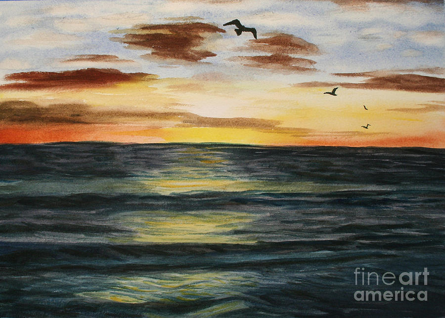 Bird Painting - New Jersey Seagulls by Mary Singer