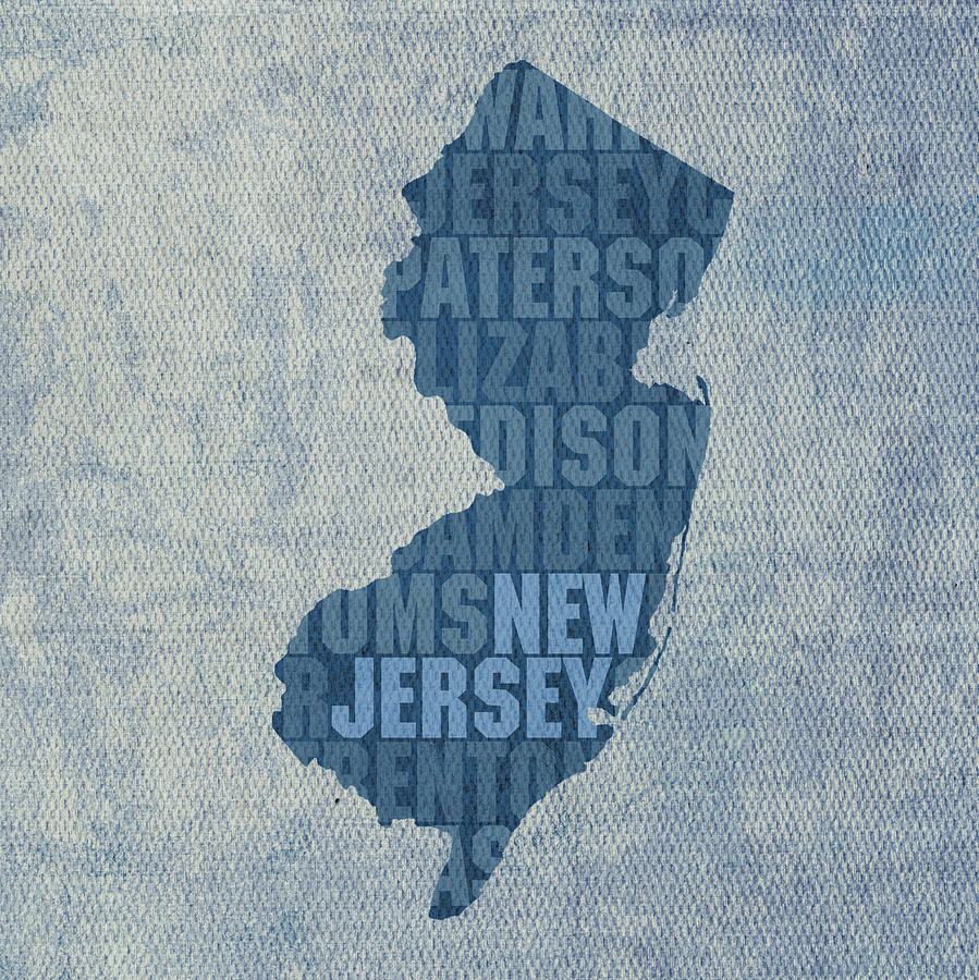 New Jersey Word Art State Map on Canvas Mixed Media by Design Turnpike