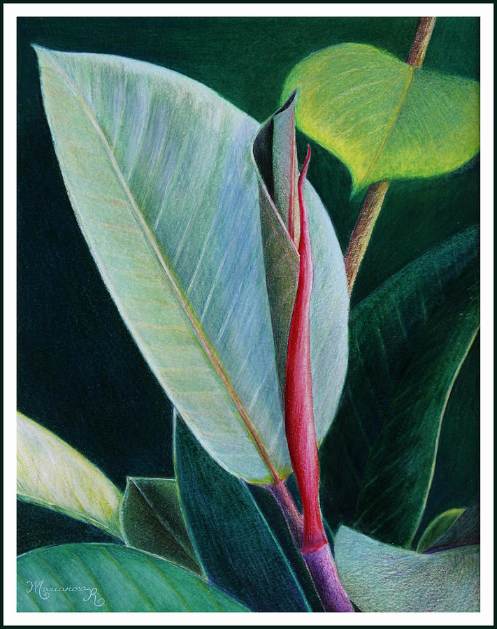 New leaf Emerging. Painting by Mariarosa Rockefeller