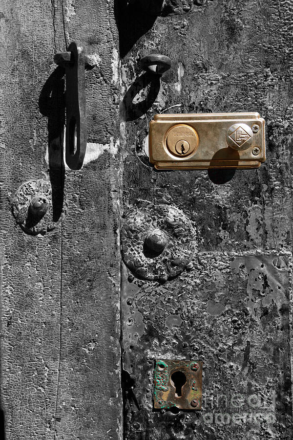 Still Life Photograph - New lock on old door 1 by James Brunker