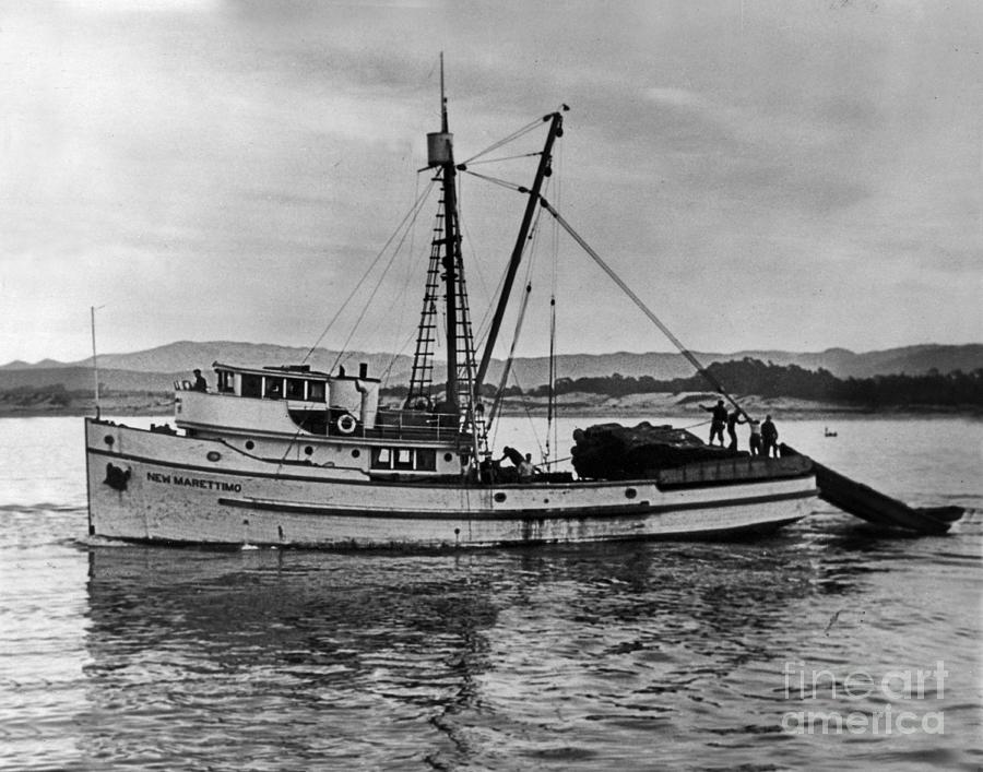 Boat Photograph - New Marretimo Purse seiner Monterey Bay Circa 1947 by Monterey County Historical Society