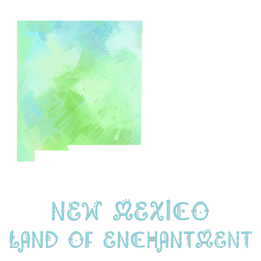 New Mexico - Land of Enchantment - Map - State Phrase - Geology Digital Art by Andee Design
