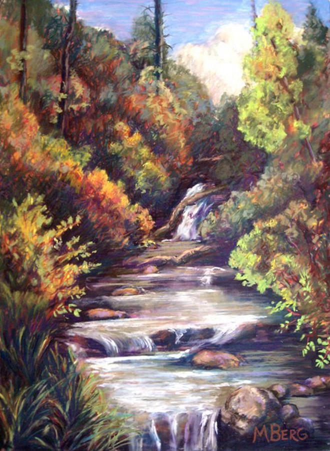 New Mexico Mountain Stream Pastel by Marian Berg