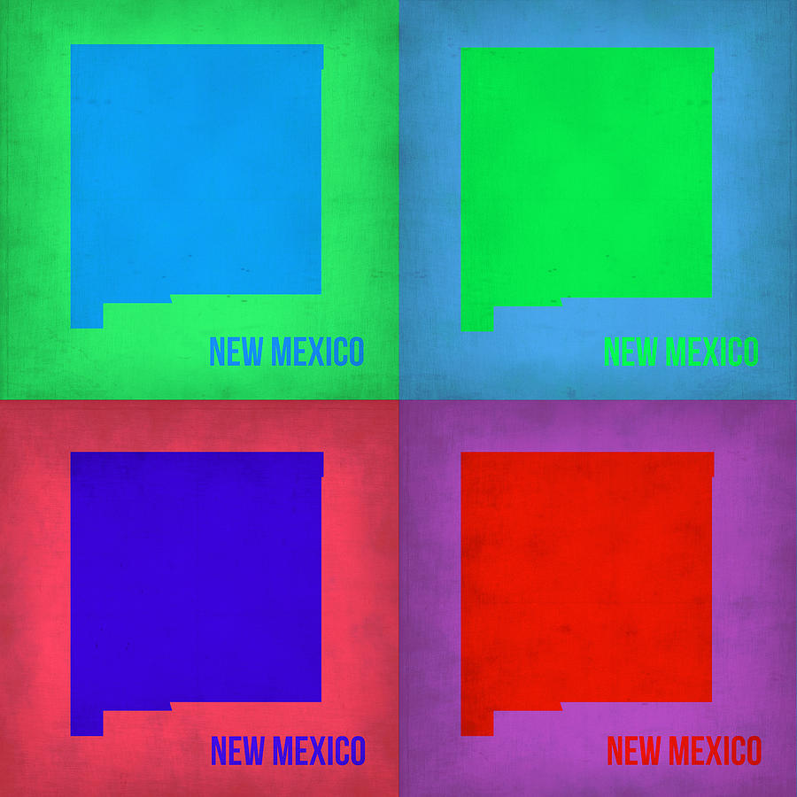 New Mexico Map Painting - New Mexico Pop Art Map 1 by Naxart Studio
