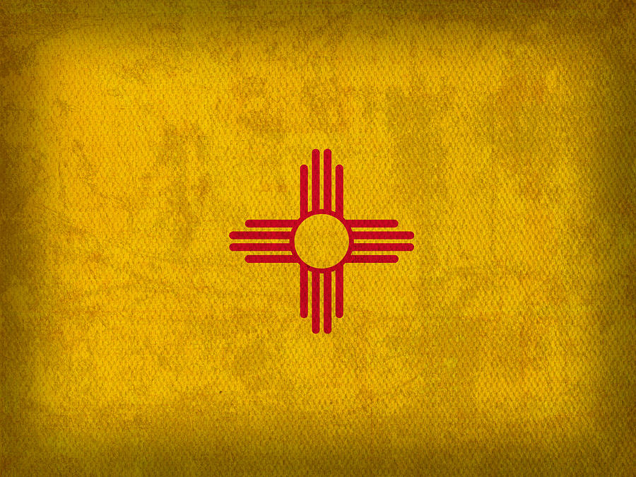 New Mexico State Flag Art on Worn Canvas Mixed Media by Design Turnpike