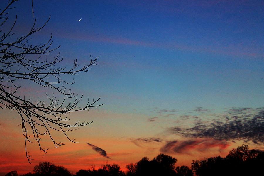 New Moon at Sunset Photograph by Alina Skye