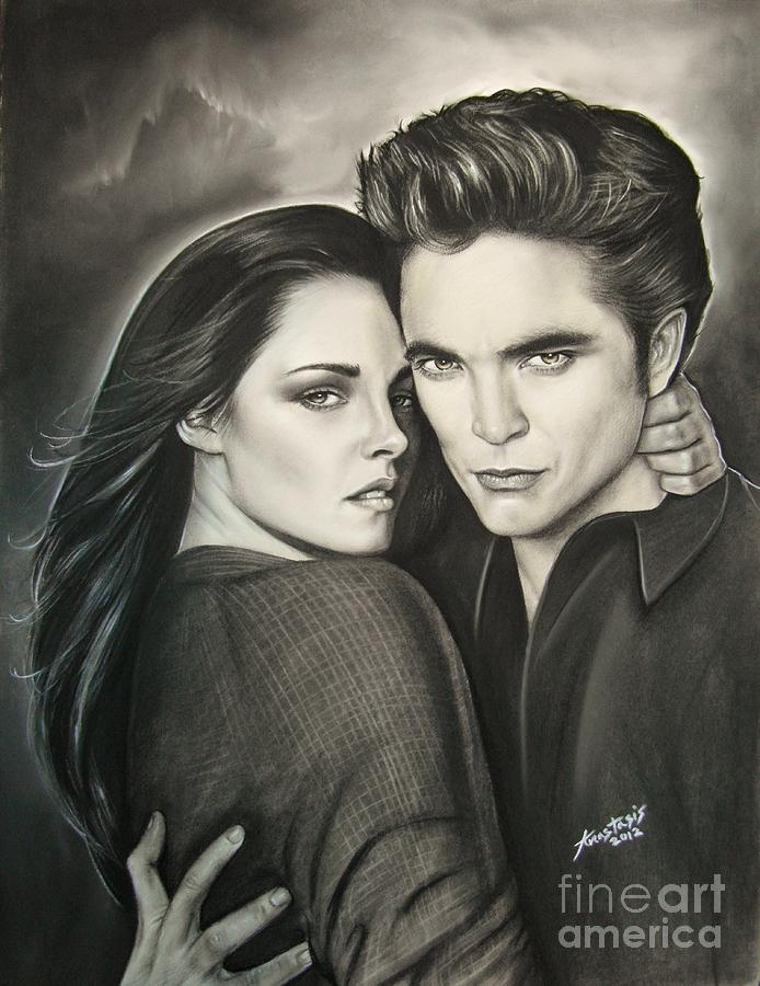 Robert Pattinson Painting - New Moon-Twilight-Breaking Dawn. by Anastasis  Anastasi