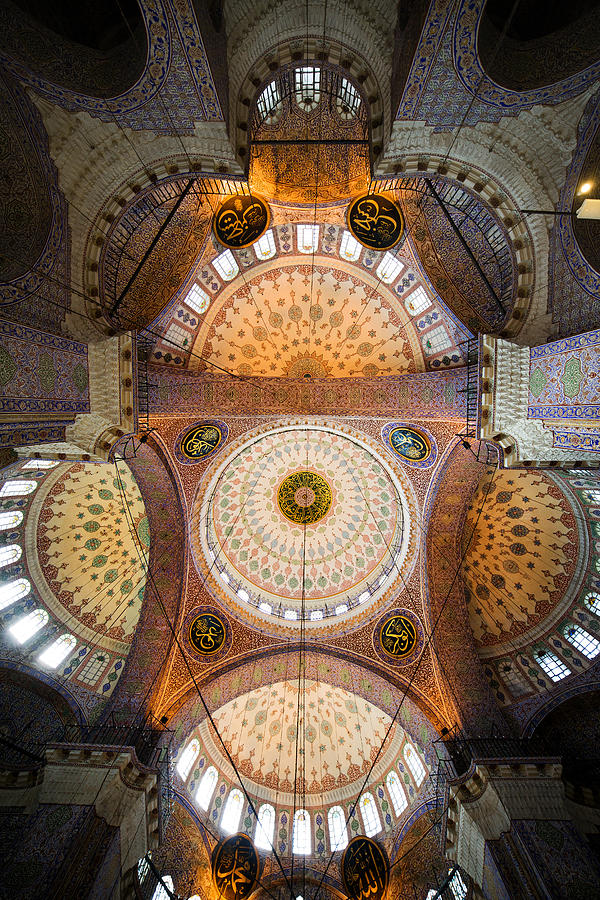 Turkey Photograph - New Mosque Interior Ceiling by Artur Bogacki