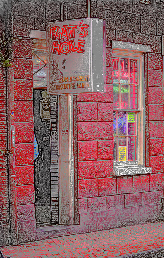 Brick Photograph - New Orleans - Bourbon Street with Pencil Effect by Frank Romeo