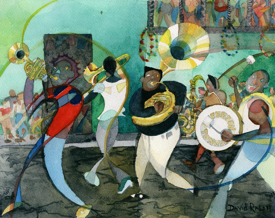 Jazz Painting - New Orleans Brass Band Jazz by David Ralph