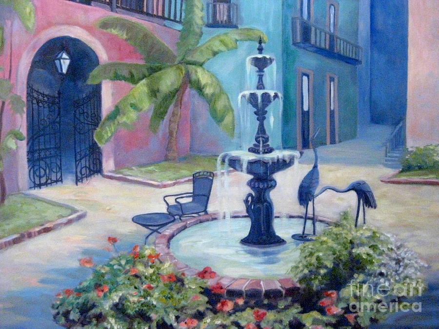 New Orleans Fountain 2 Painting by Gretchen Allen