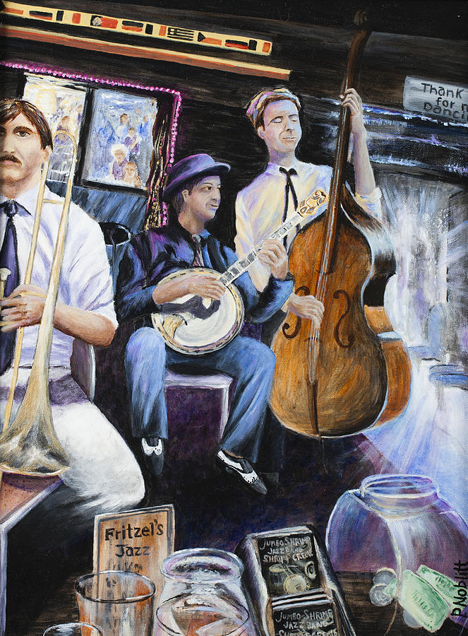 New Orleans Painting - New Orleans Fritzels Jazz 1 by Paula Noblitt