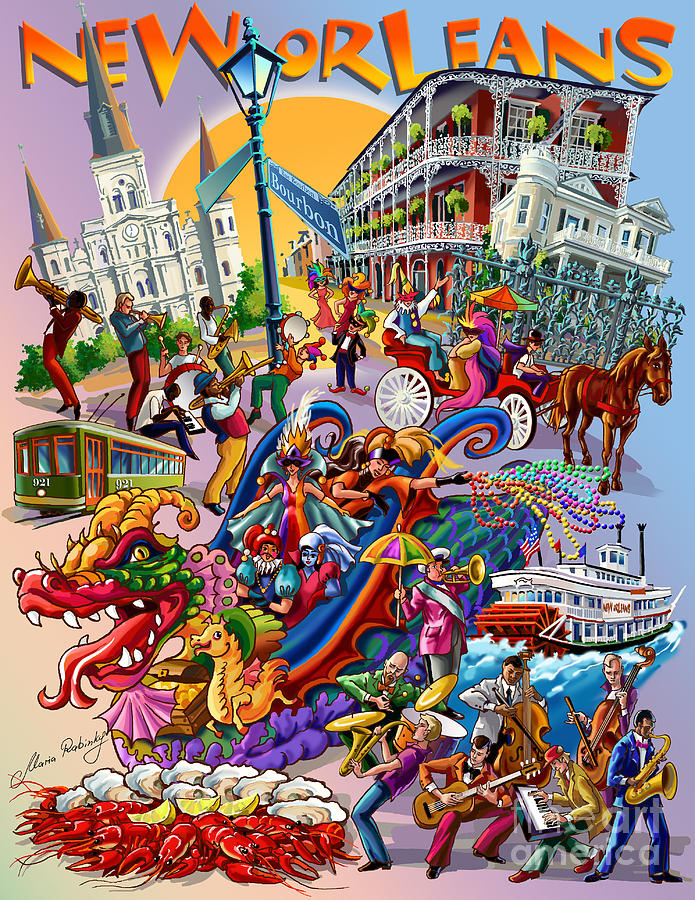 New Orleans Digital Art - New Orleans in color by Maria Rabinky